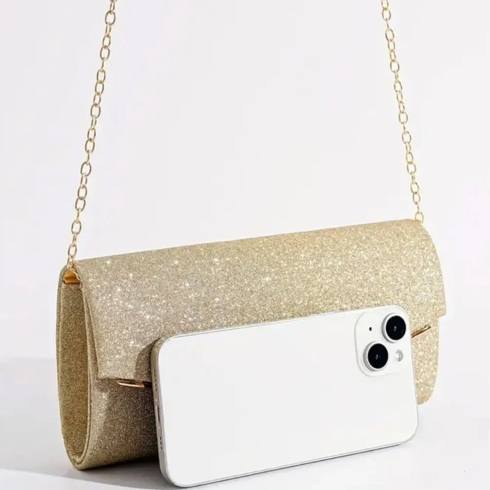 Gold Glitter Sparkling Evening Clutch Bag